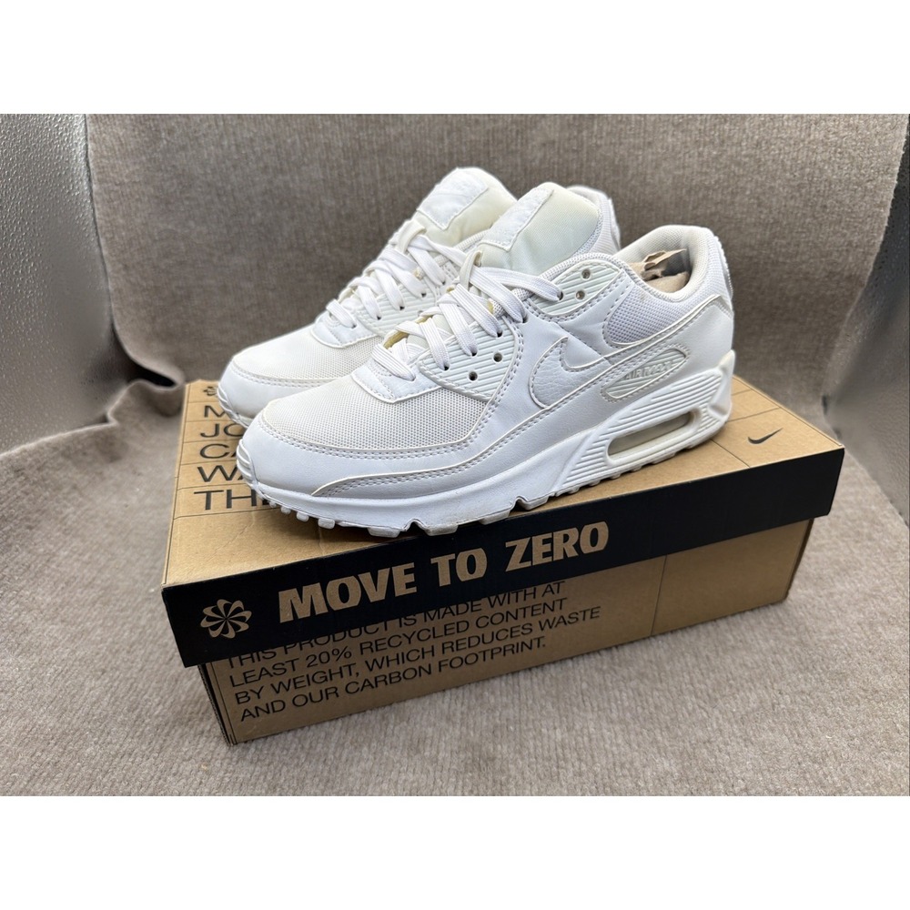 Women's Nike Air Max 90 Triple White DH8010-100 Size 6.5 Shoes Sneakers W Box